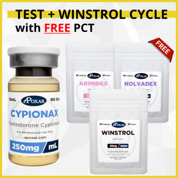 Testosterone Cypionte and Winstrol Cycle with Free PCT - 8 weeks - Muscle Mass