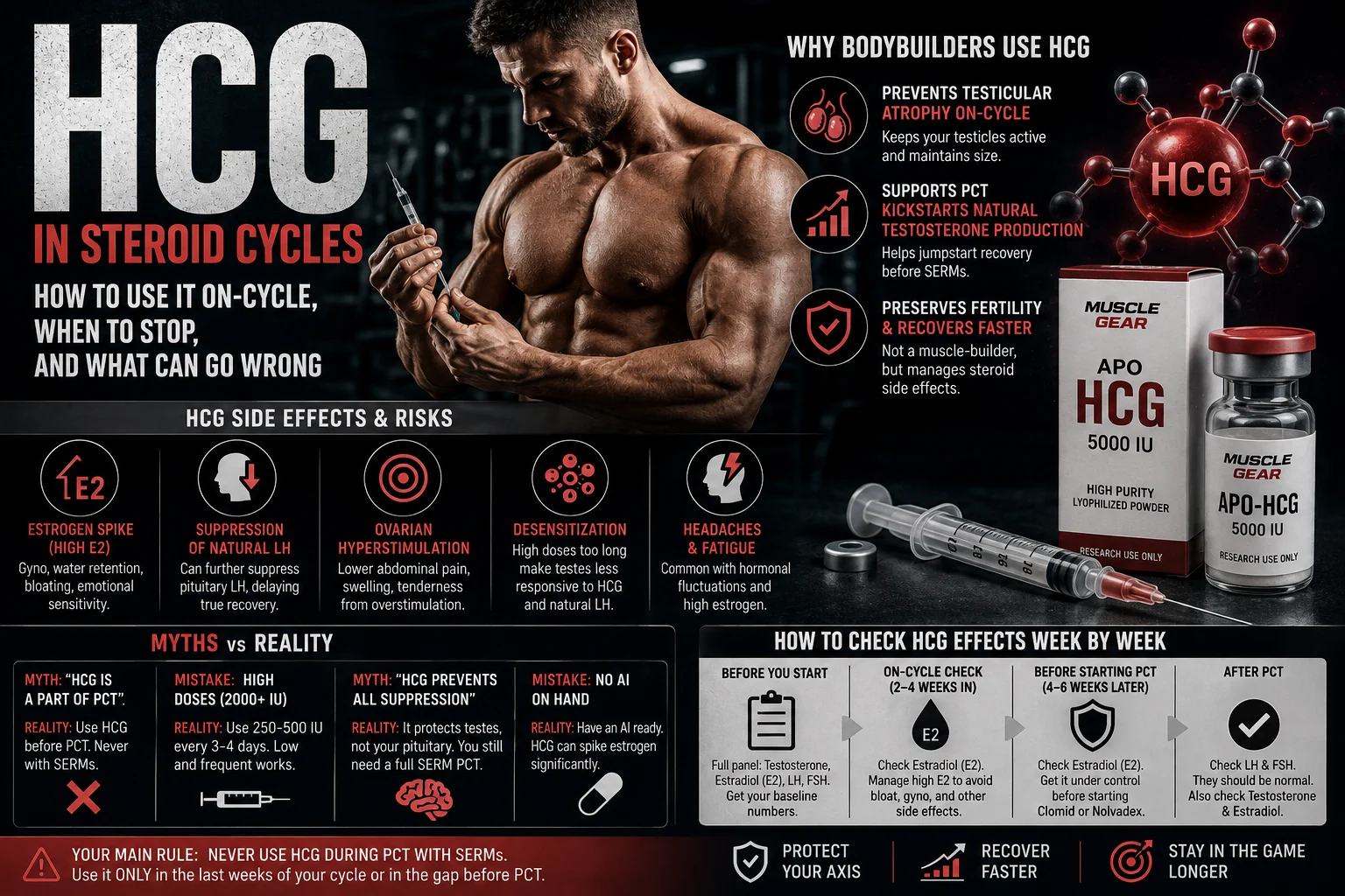 HCG in Steroid Cycles: How to Use It On-Cycle, When to Stop, and What Can Go Wrong