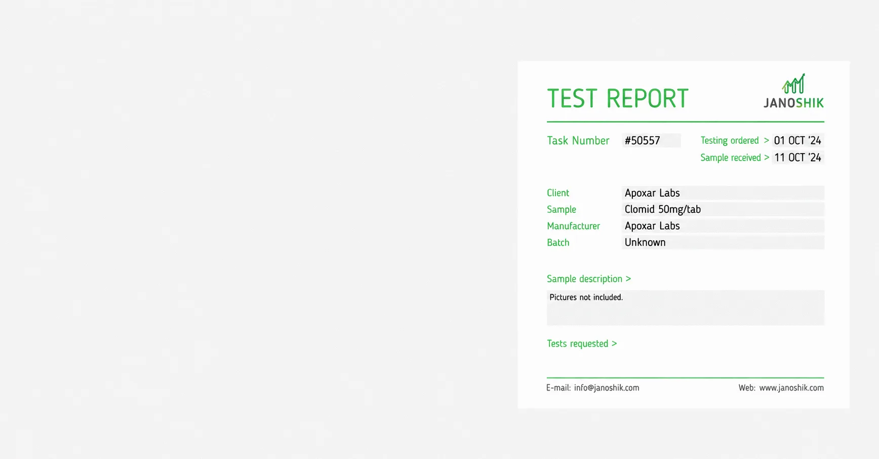 Independent laboratory test reports for Muscle Gear products