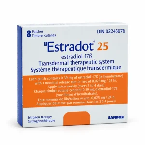Estradot 25 (Estradiol Patch 25mcg/day, 8 patches, 1 month supply) Sandoz, Canada